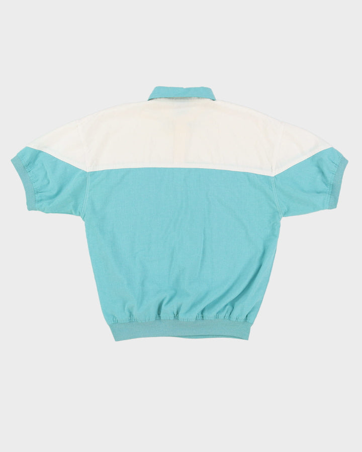 80s Fine Line Blue / White Polo Shirt - M