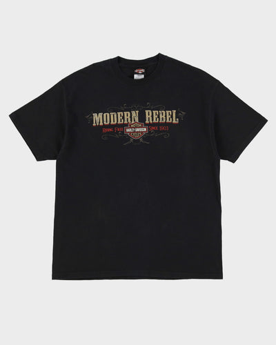 2011 Harley Davidson Modern Rebel Zion Black Graphic T-Shirt - XL