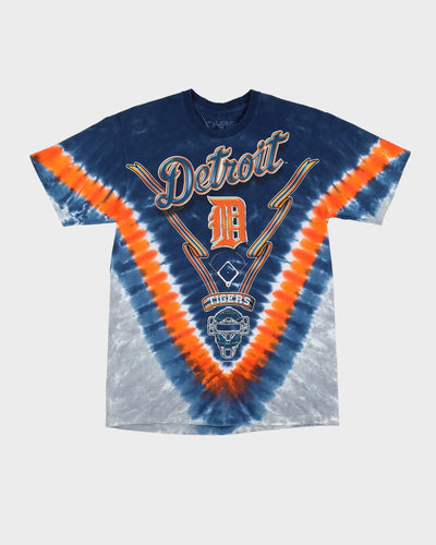 Detroit Tigers MLB Tie Dye Liquid Blue Graphic T-Shirt - S / M