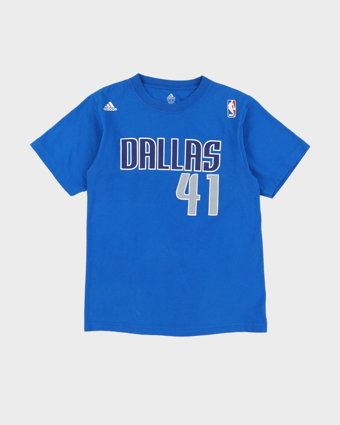 Dirk Nowitzki #41 Dallas Mavericks NBA Blue Adidas Blue Graphic T-Shirt - S