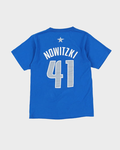 Dirk Nowitzki #41 Dallas Mavericks NBA Blue Adidas Blue Graphic T-Shirt - S