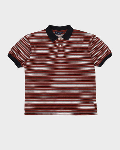 Vintage 90s Wrangler Brown Striped Polo Shirt - L