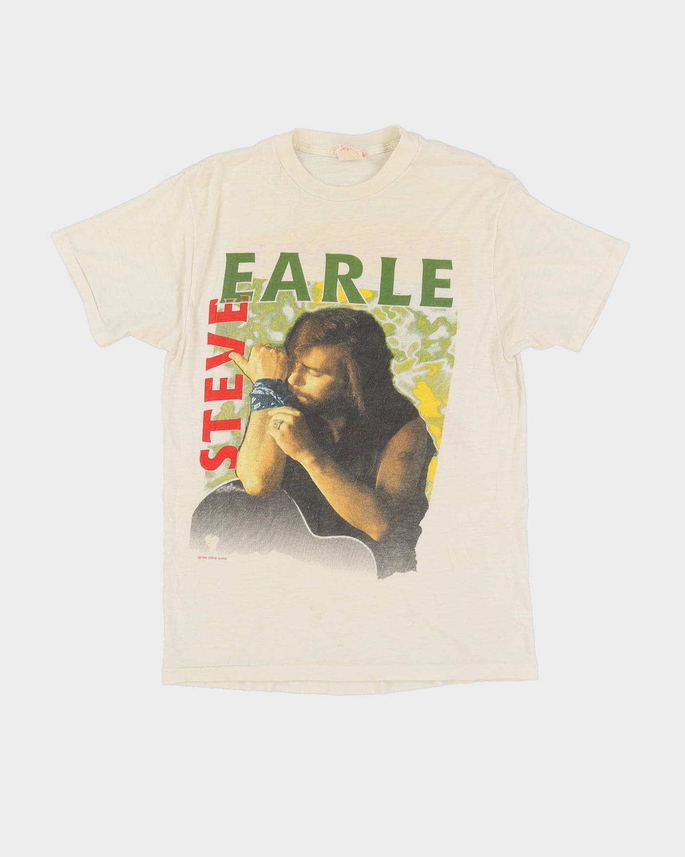 Vintage 1988 Steve Earle Graphic Band T-Shirt - XS