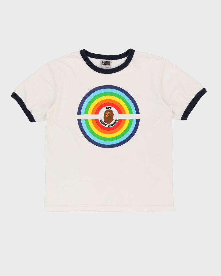 BAPE White Graphic Ringer T-Shirt - L