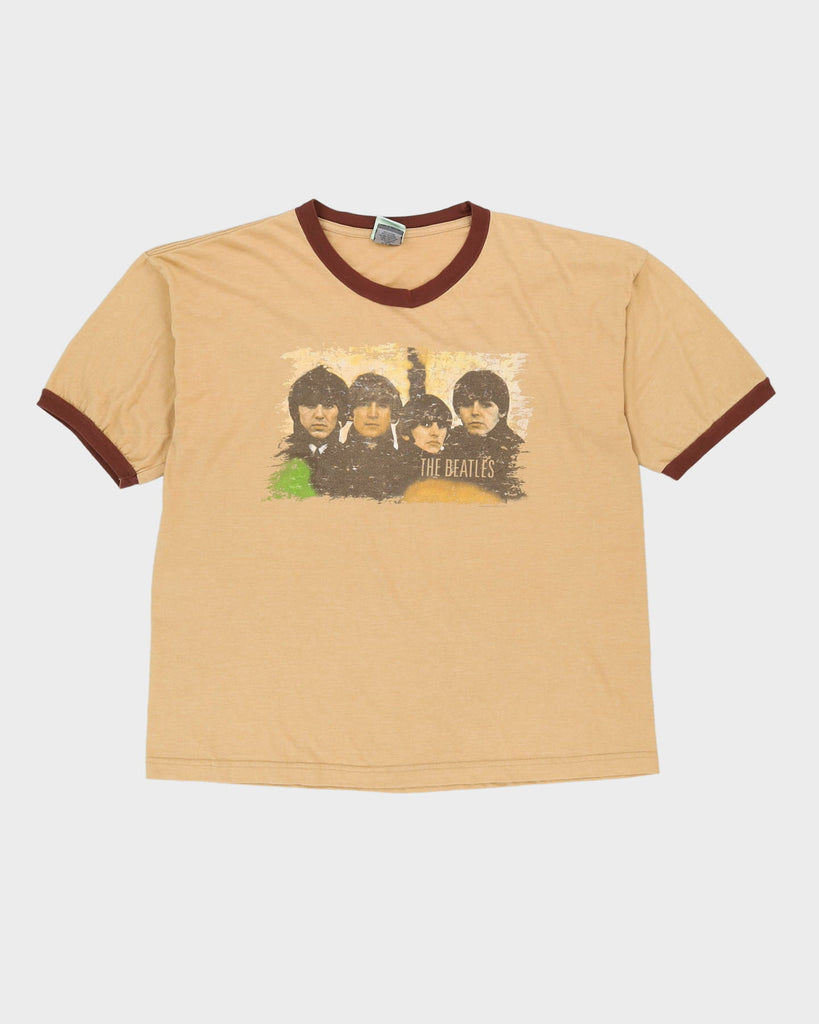 2005 The Beatles Beige Graphic Ringer Band T-Shirt - L – Rokit