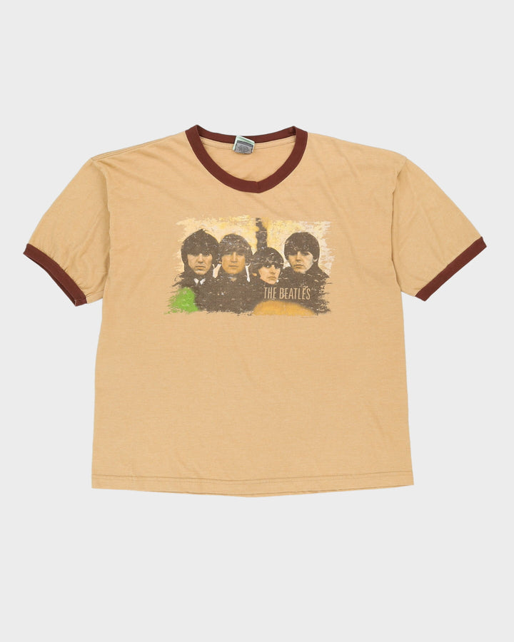2005 The Beatles Beige Graphic Ringer Band T-Shirt - L