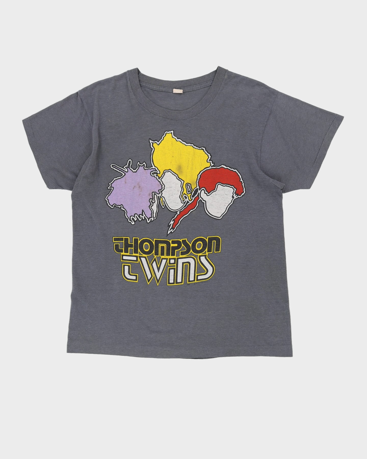 Vintage 1985-86 Thompson Twins Grey Single Stitch Graphic Band T-Shirt - M