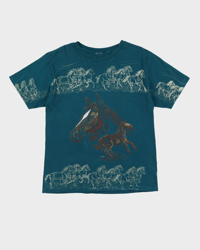 Vintage All Over Horse Print Graphic T-Shirt - M