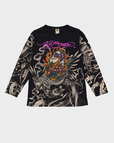 00s Y2K Ed Hardy Black Long Sleeve T-Shirt - M