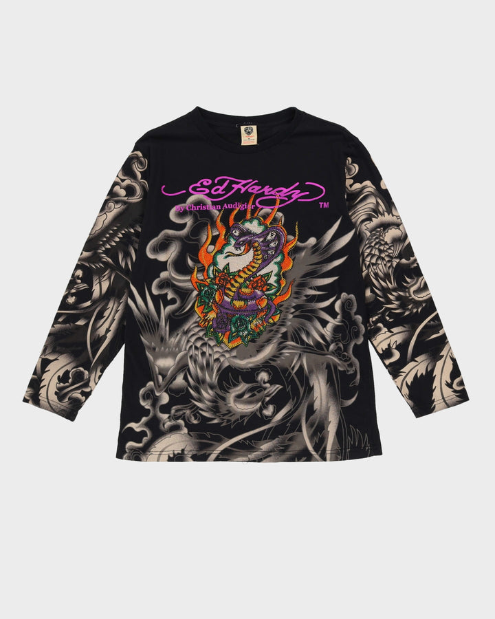00s Y2K Ed Hardy Black Long Sleeve T-Shirt - M