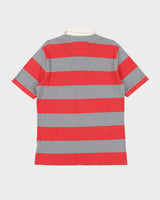 Burberry Red / Grey Striped Polo Shirt - L