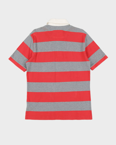 Burberry Red / Grey Striped Polo Shirt - L