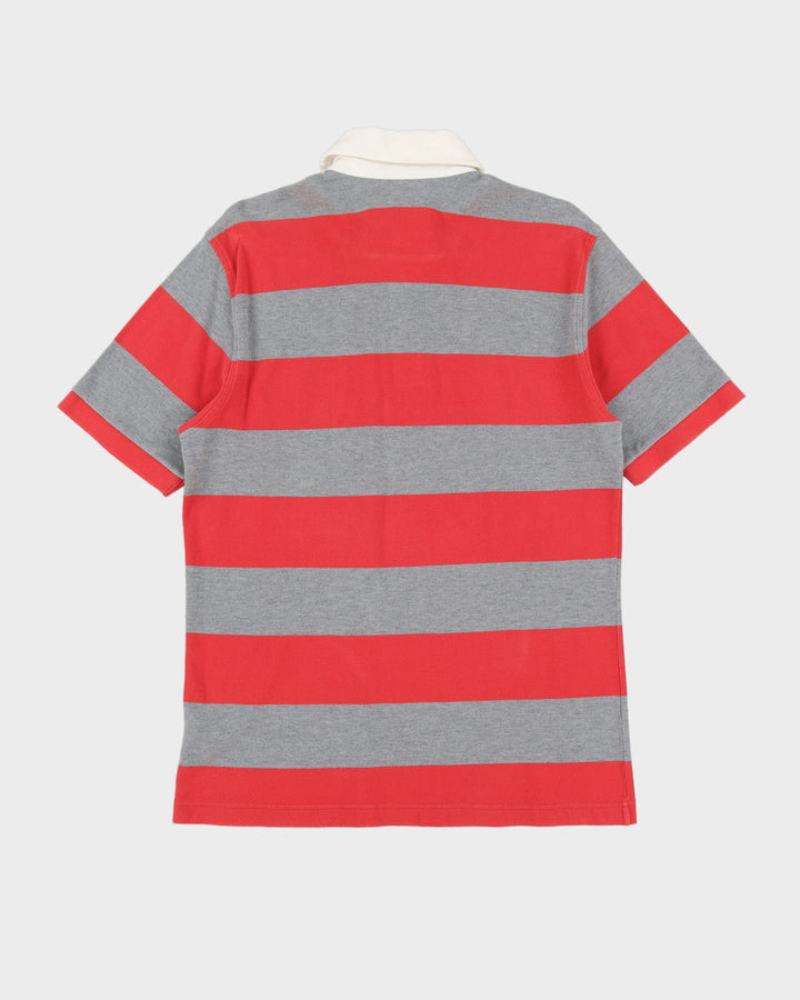 Burberry Red / Grey Striped Polo Shirt - L