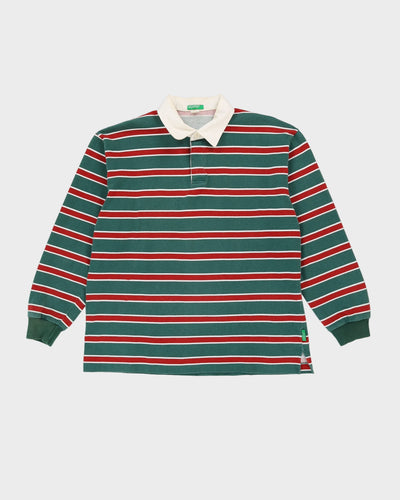 90s United Colours Benetton Green Rugby Shirt - L