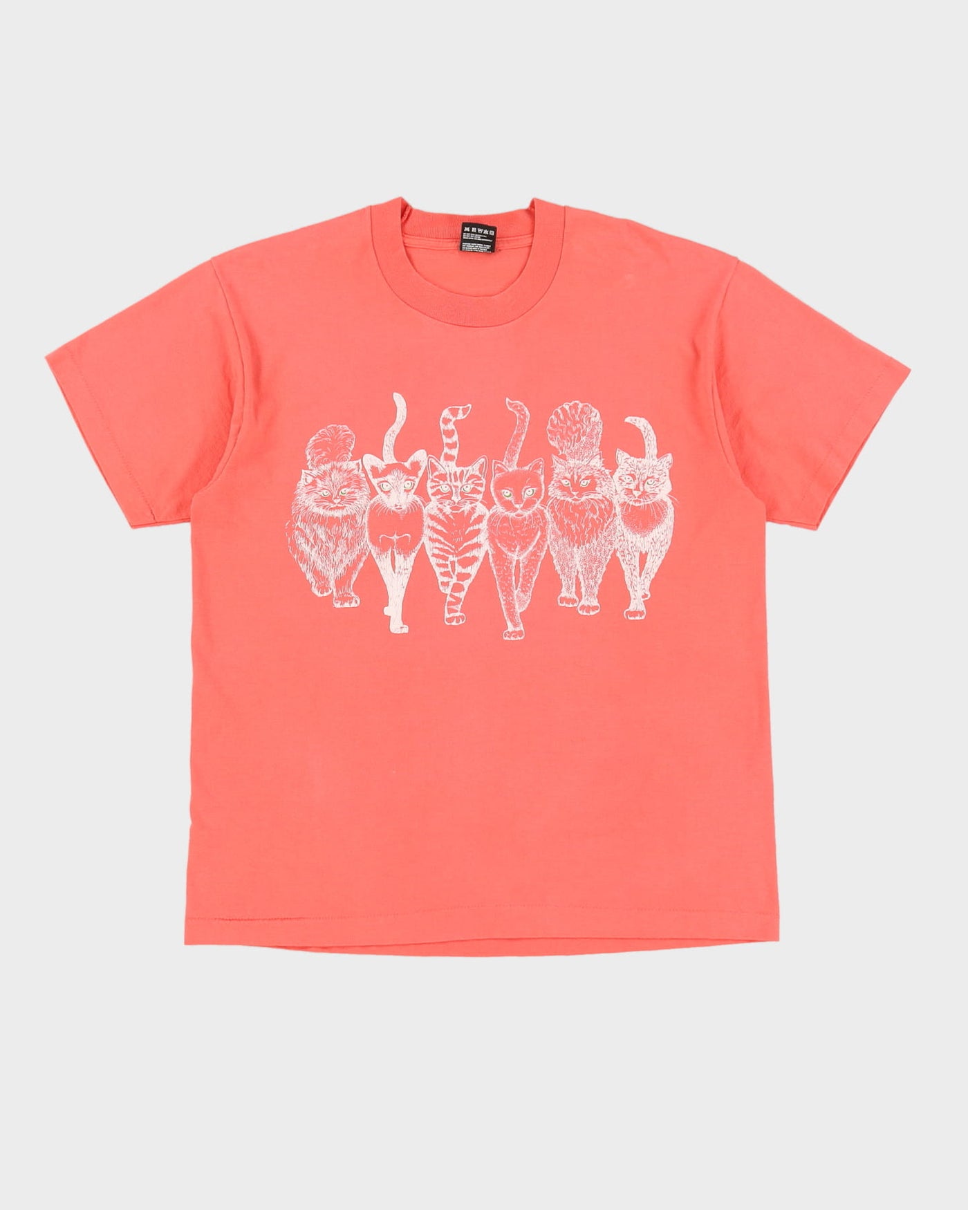 Vintage 90s Cats Operating In Gangs Pink Single Stitch Graphic T-Shirt - L