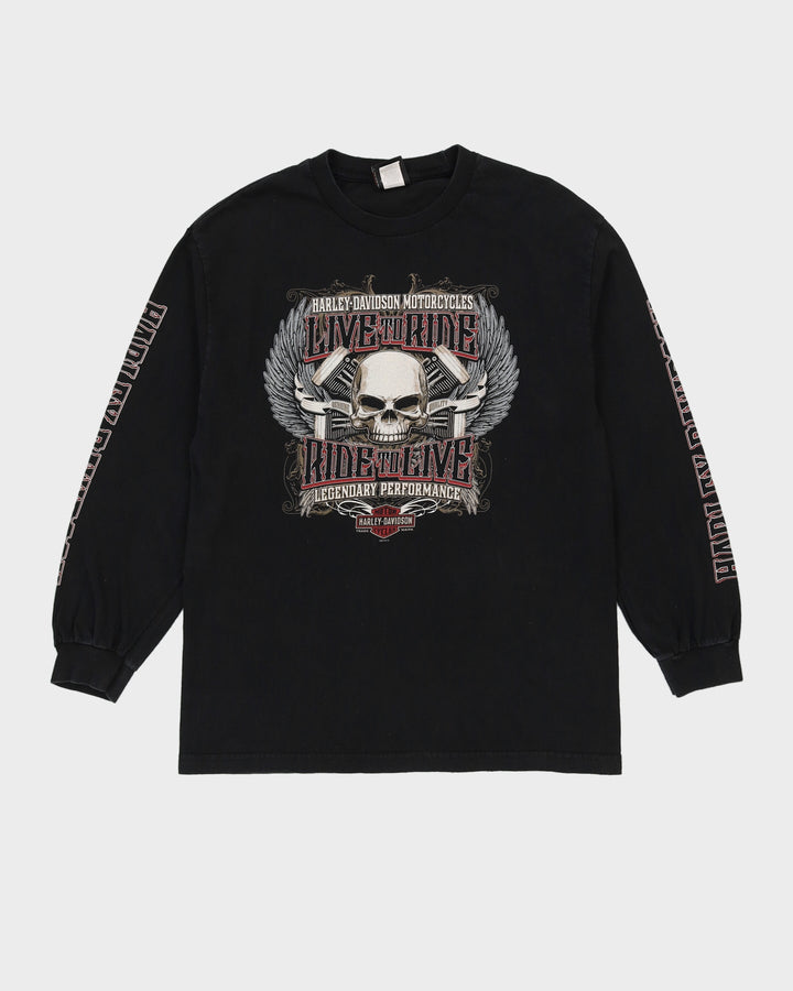 00s Harley Davidson "Live To Ride, Ride To Live" Black Long Sleeved T-shirt - L