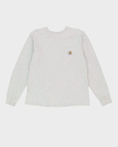 00s Carhartt Grey Long Sleeved T-Shirt - M