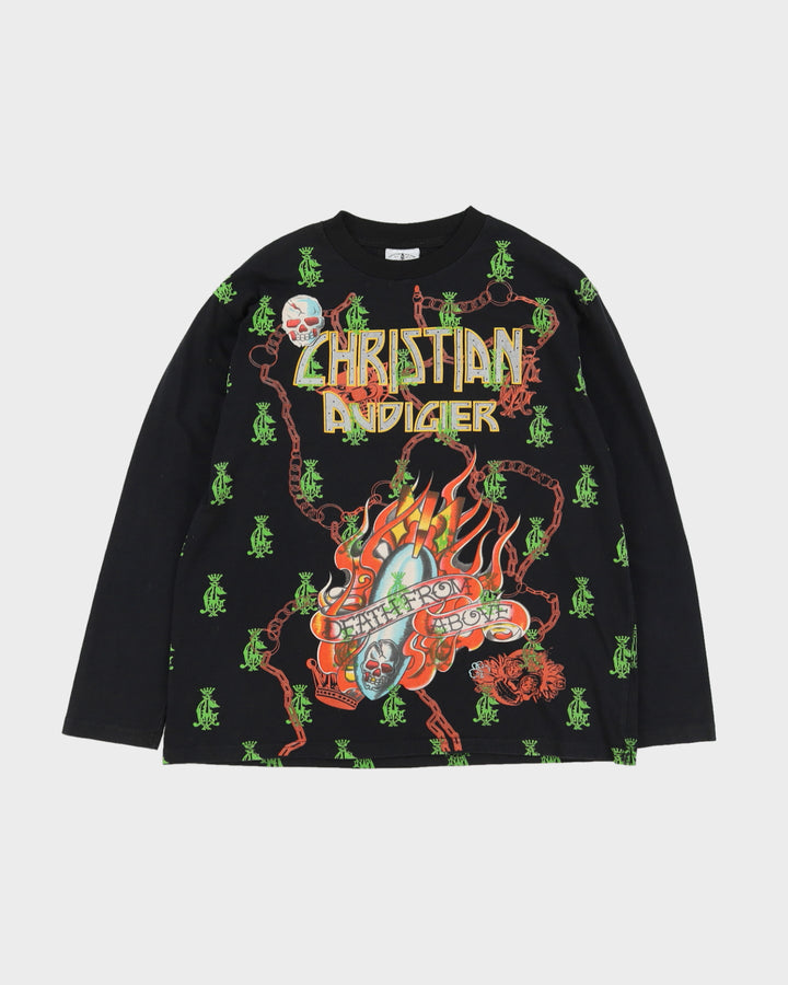 Y2K 00s Christian Audigier Black Long Sleeved T-Shirt - M