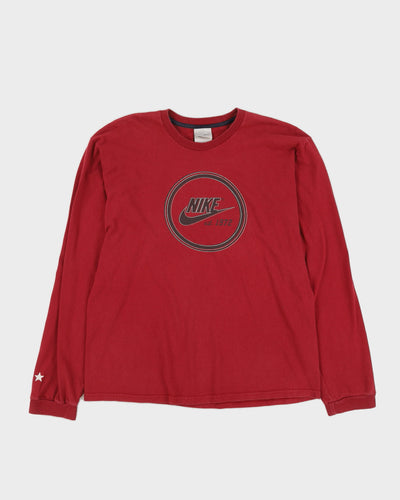 Y2K 00s Nike Burgundy Long Sleeved T-Shirt - M