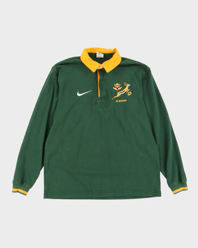 Vintage 1997-99 South Africa Rugby Union Green Polo Shirt - M