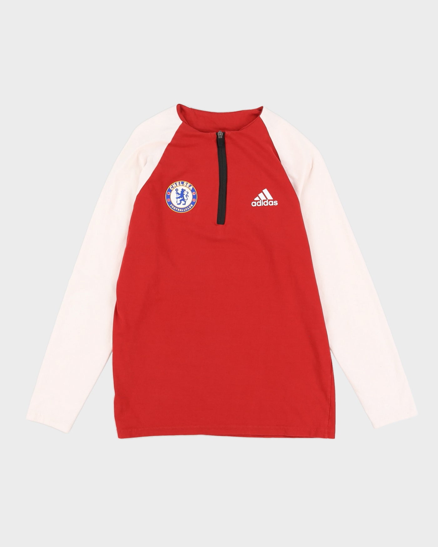 Adidas Chelsea Football Team Quarter Zip Red Long Sleeved T-Shirt - L