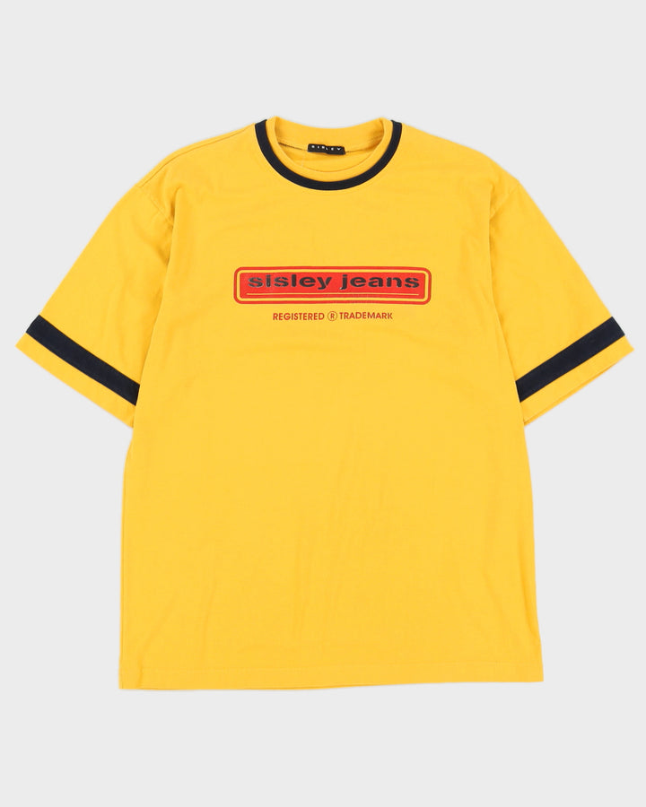 00s Y2K Sisley Jeans Yellow T-Shirt - M