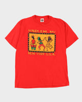 Vintage 90s Fruit Of The Loom Harlem NY Red T-Shirt - L