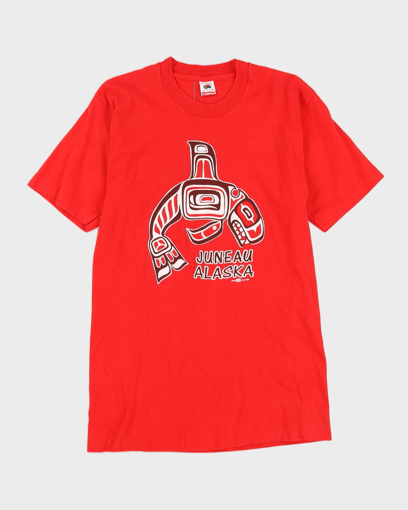 Vintage 1991 Fruit Of The Loom Juneau Alaska Single Stich Red T-Shirt - L