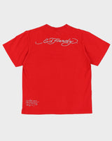 00s Y2K Ed Hardy Red T-Shirt With Graphic - M