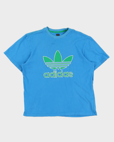 00s Y2K Adidas Blue Embroidered T-Shirt - L