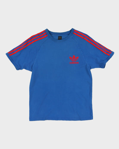 00s Y2K Adidas Blue / Red Stripes T-Shirt - S