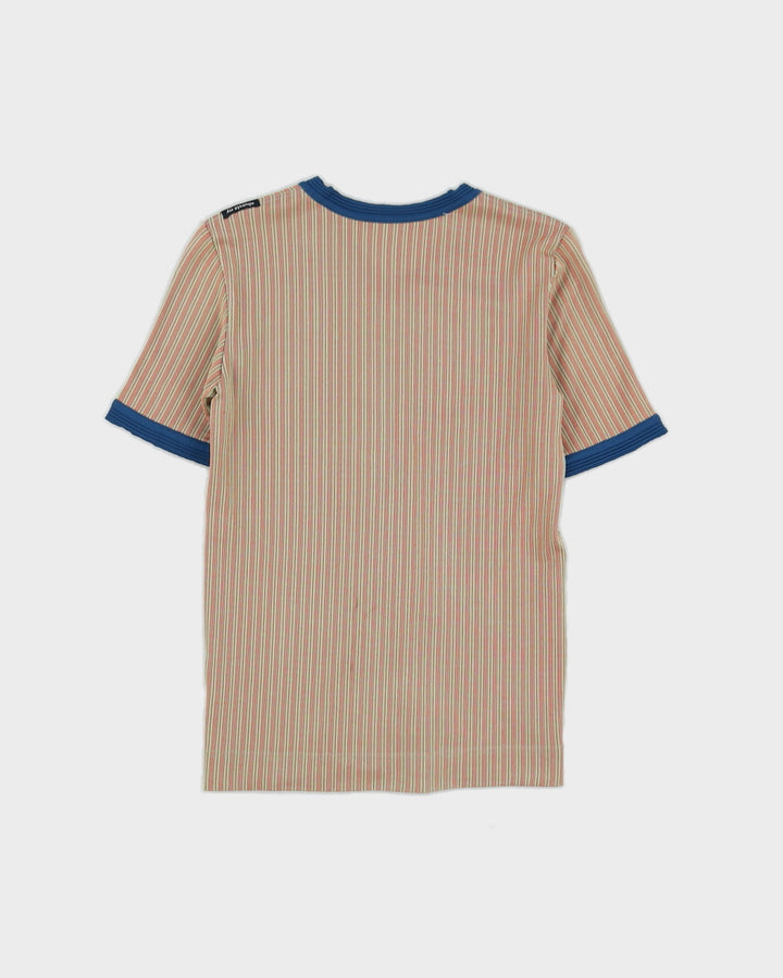 Vintage 70s Striped V Neck T-Shirt - S