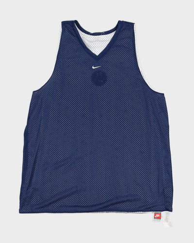 00s Nike Silver / Blue Reversible Basketball Jersey - L