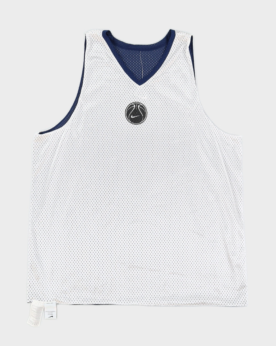 00s Nike Silver / Blue Reversible Basketball Jersey - L