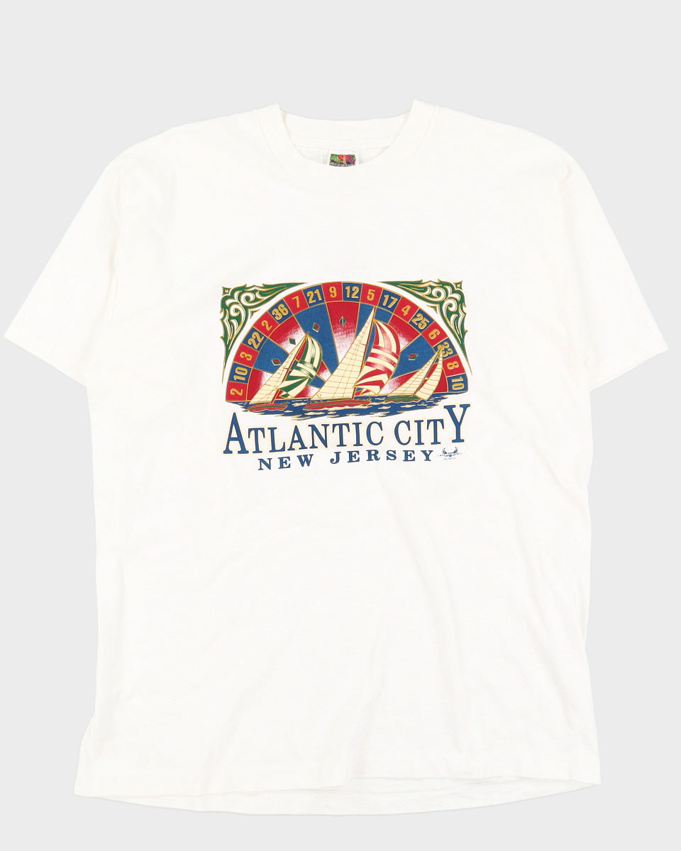Vintage 90s Fruit Of The Loom Atlantic City New Jersey Single Stitch White T-Shirt - XL