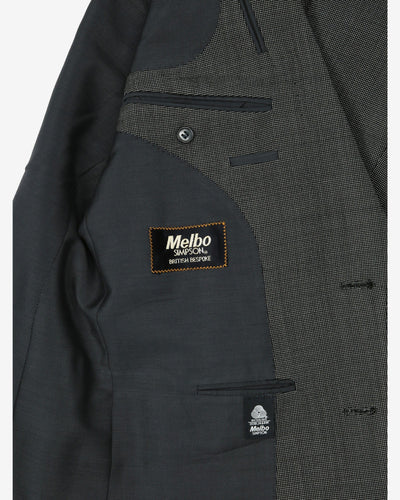 Vintage Melbo Simspon Dark Grey / Black Patterned Two-Piece Suit - L