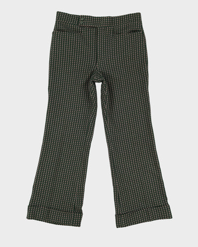 80s Green Houndstooth Patterned Trousers - W34 L31