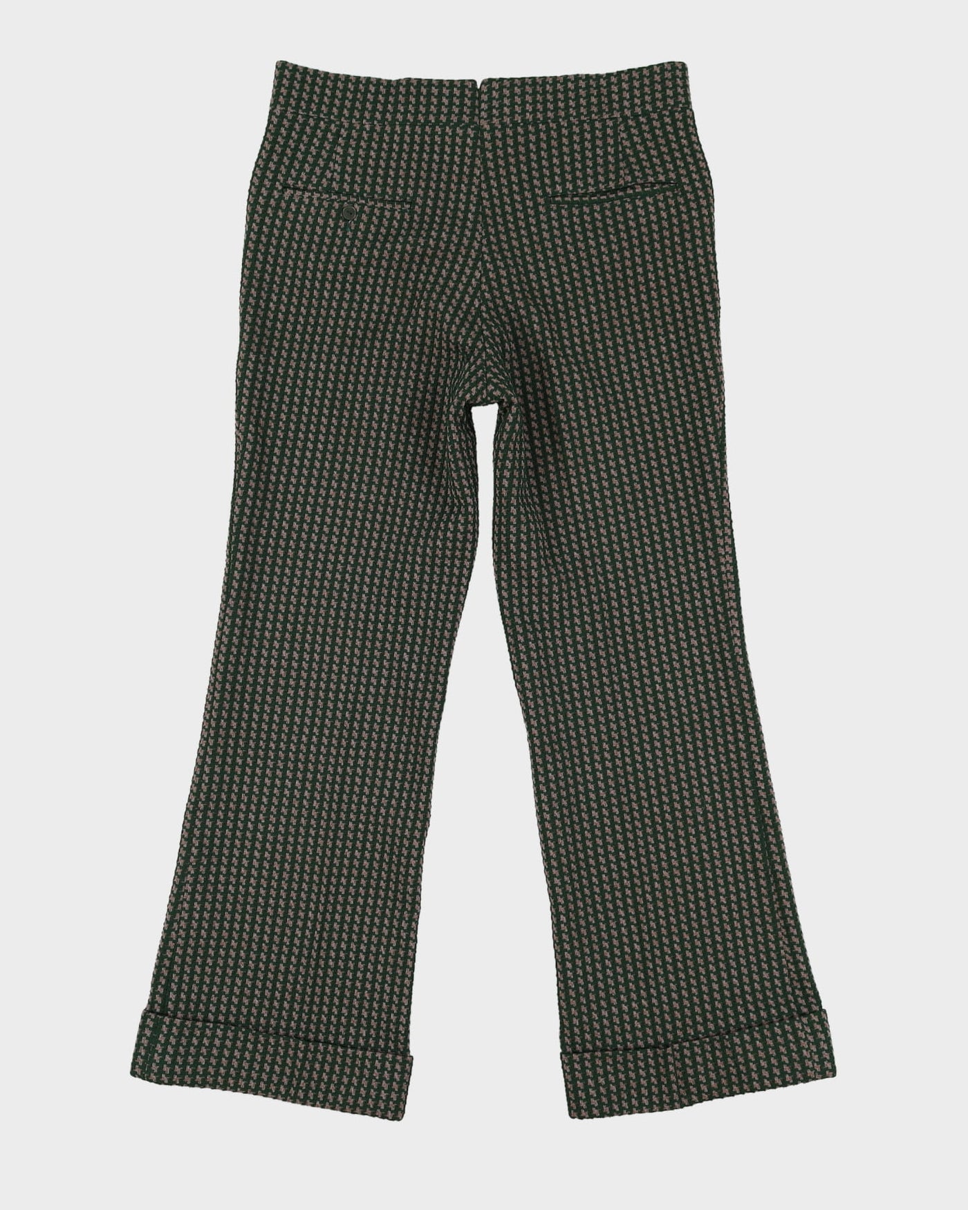 80s Green Houndstooth Patterned Trousers - W34 L31