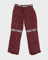 90s Looney Tunes Burgundy Ski-Pants / Tracksuit Bottoms - S