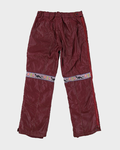 90s Looney Tunes Burgundy Ski-Pants / Tracksuit Bottoms - S