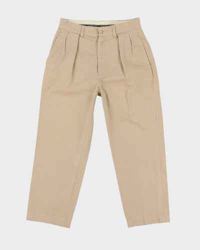 Vintage 90s Ralph Lauren Beige Pleated Chino Trousers - W30 L26