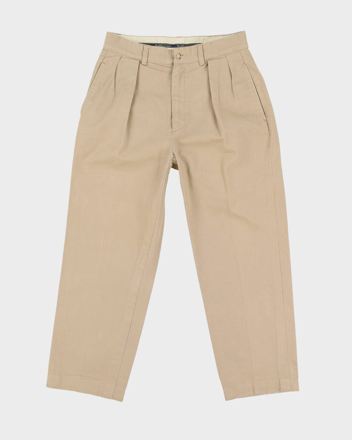 Vintage 90s Ralph Lauren Beige Pleated Chino Trousers - W30 L26