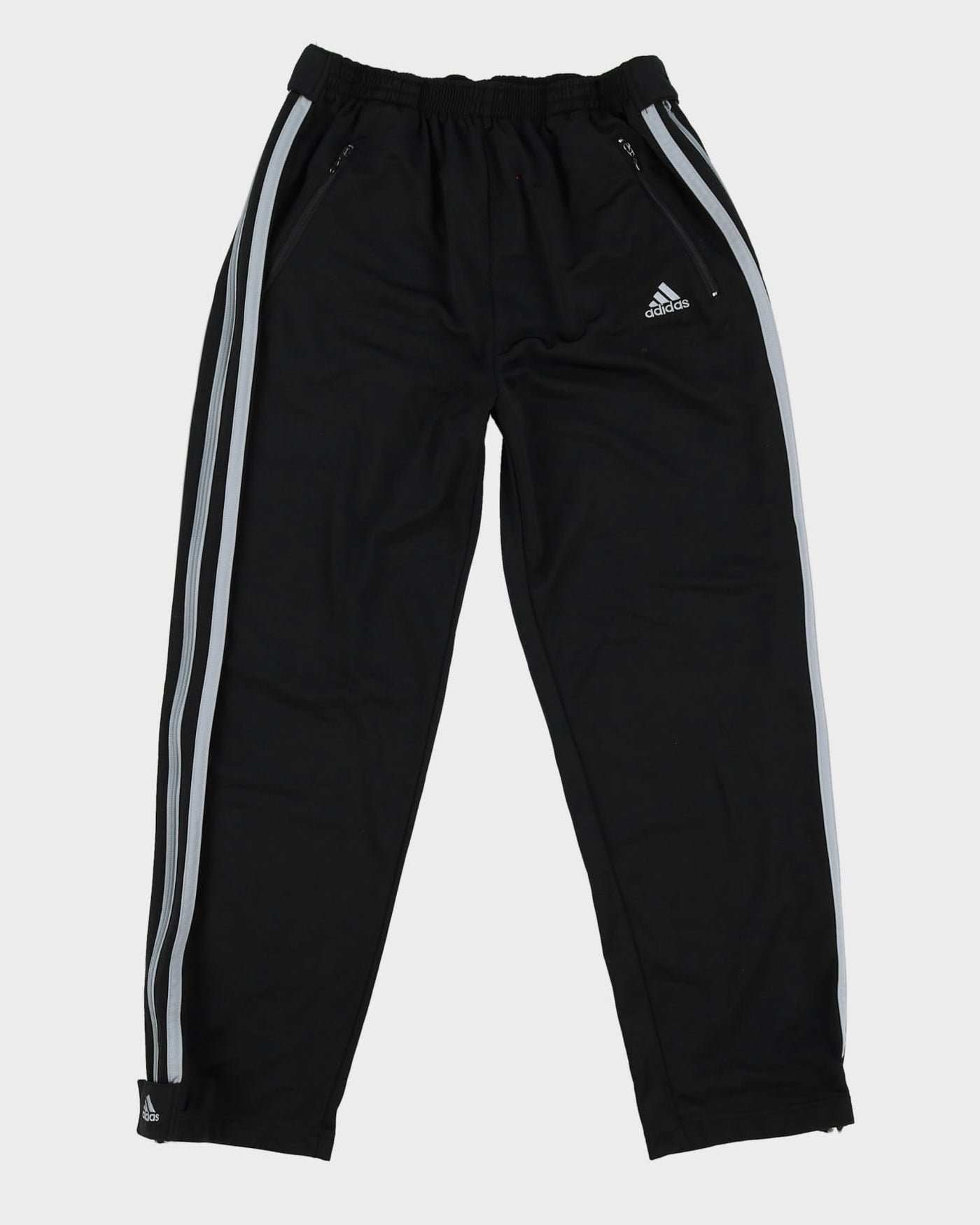 Vintage 90s Adidas Black Grey 3 Stripe Tracksuit Bottoms - L
