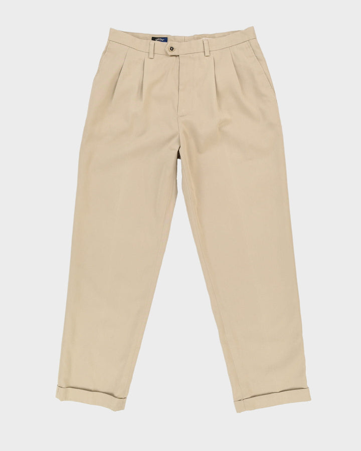 Vintage 90s Callaway Beige Pleated Trousers - W36 L32