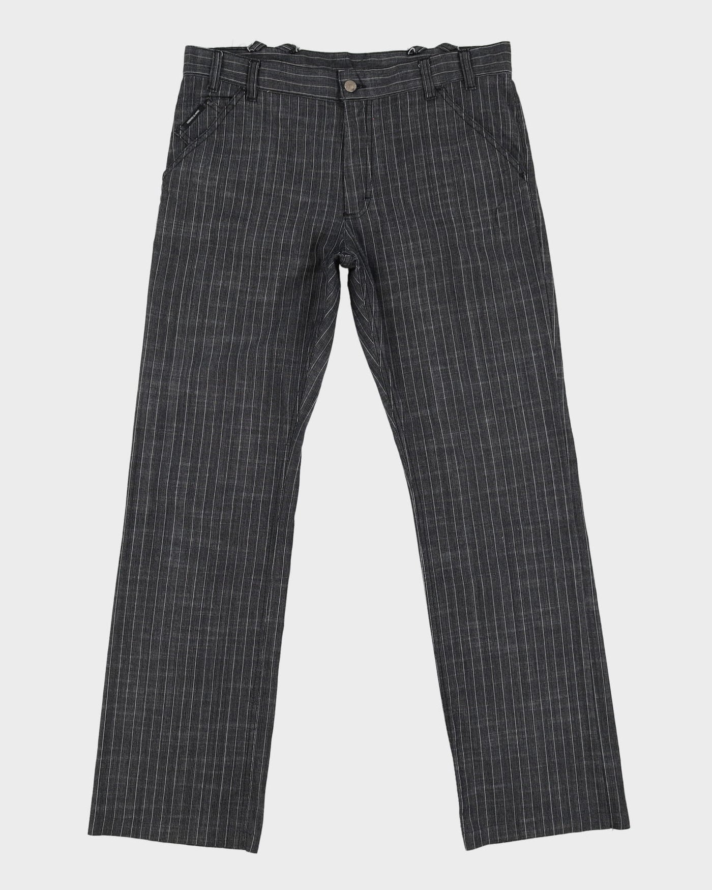 Versace Classic Grey Pinstripe Patterned Trousers - W34 L32