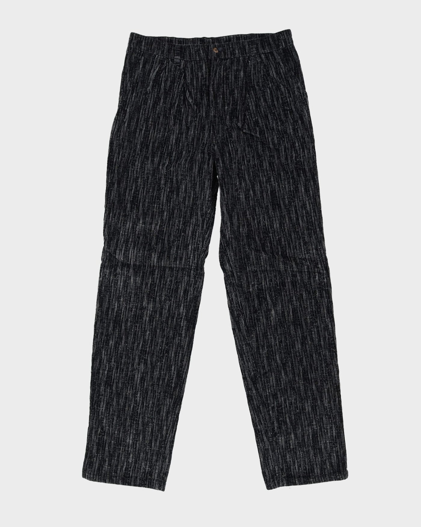 Vintage 90s Black / Grey Patterned Cord Trousers - W34 L32