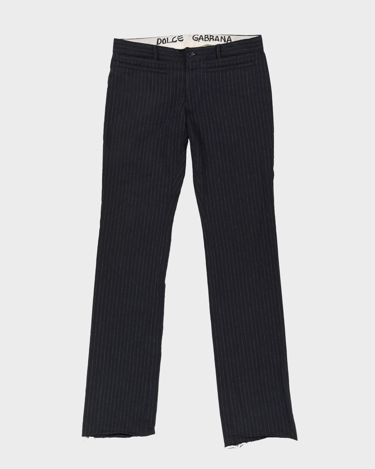 Vintage 90s Dolce &amp; Gabbana Navy Pinstripe Trousers - W34 L37