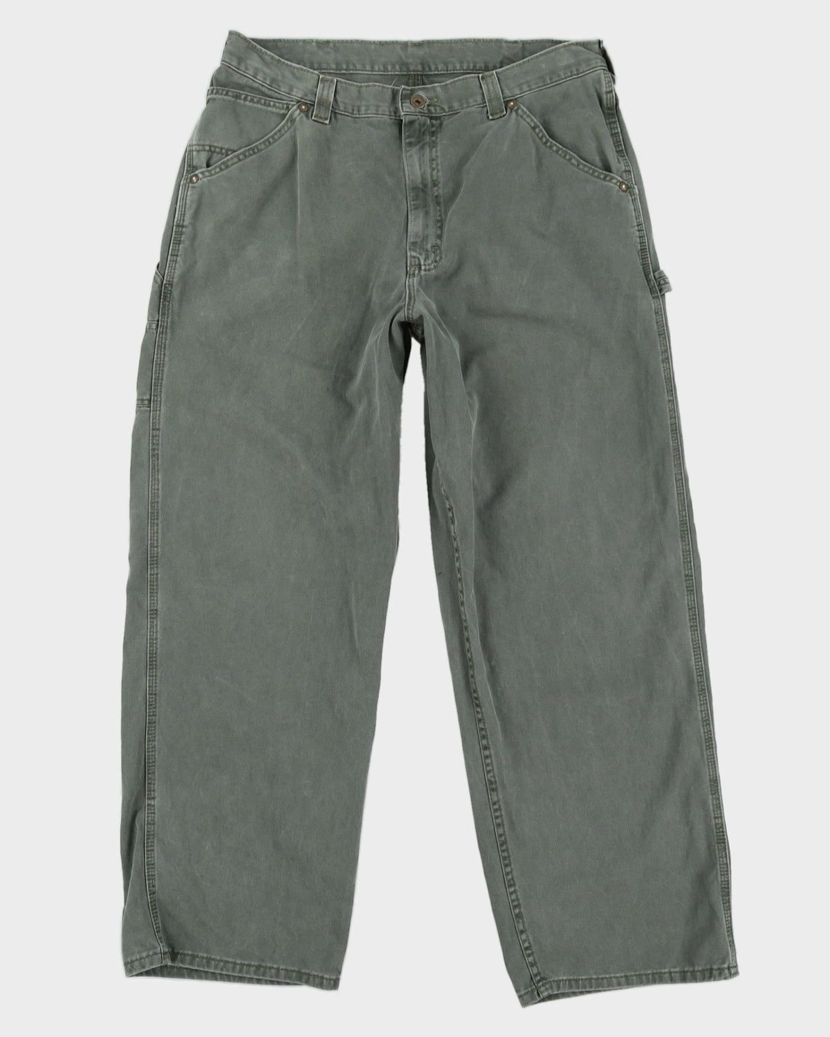 00s Y2K Lee Dungarees Green Cargo Trousers - W38  L32