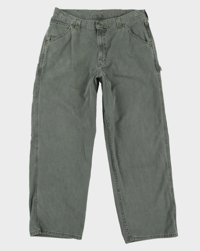 00s Y2K Lee Dungarees Green Cargo Trousers - W38  L32