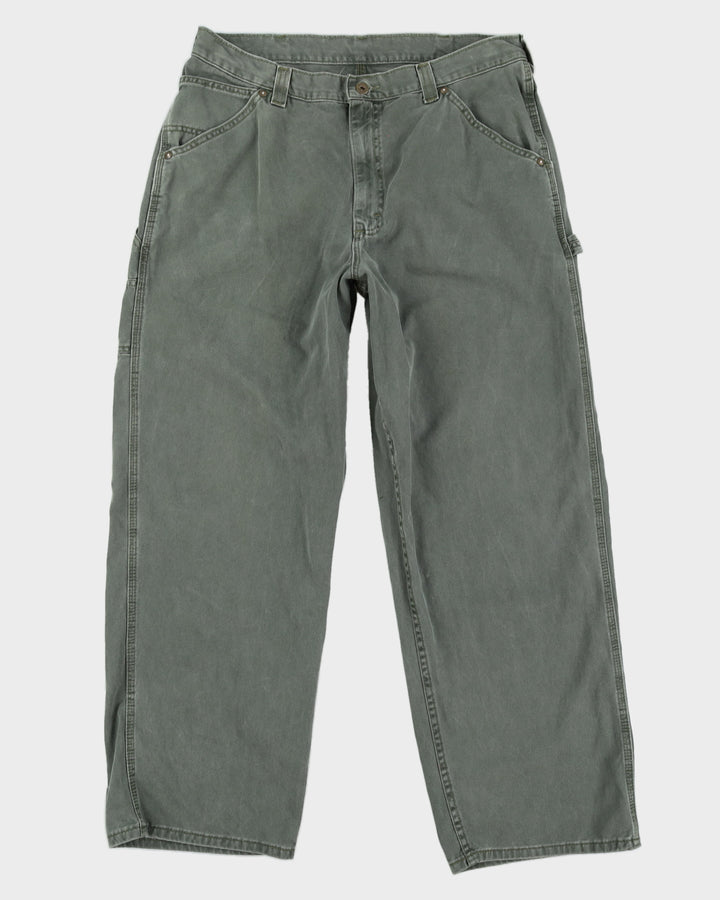 00s Y2K Lee Dungarees Green Cargo Trousers - W38  L32